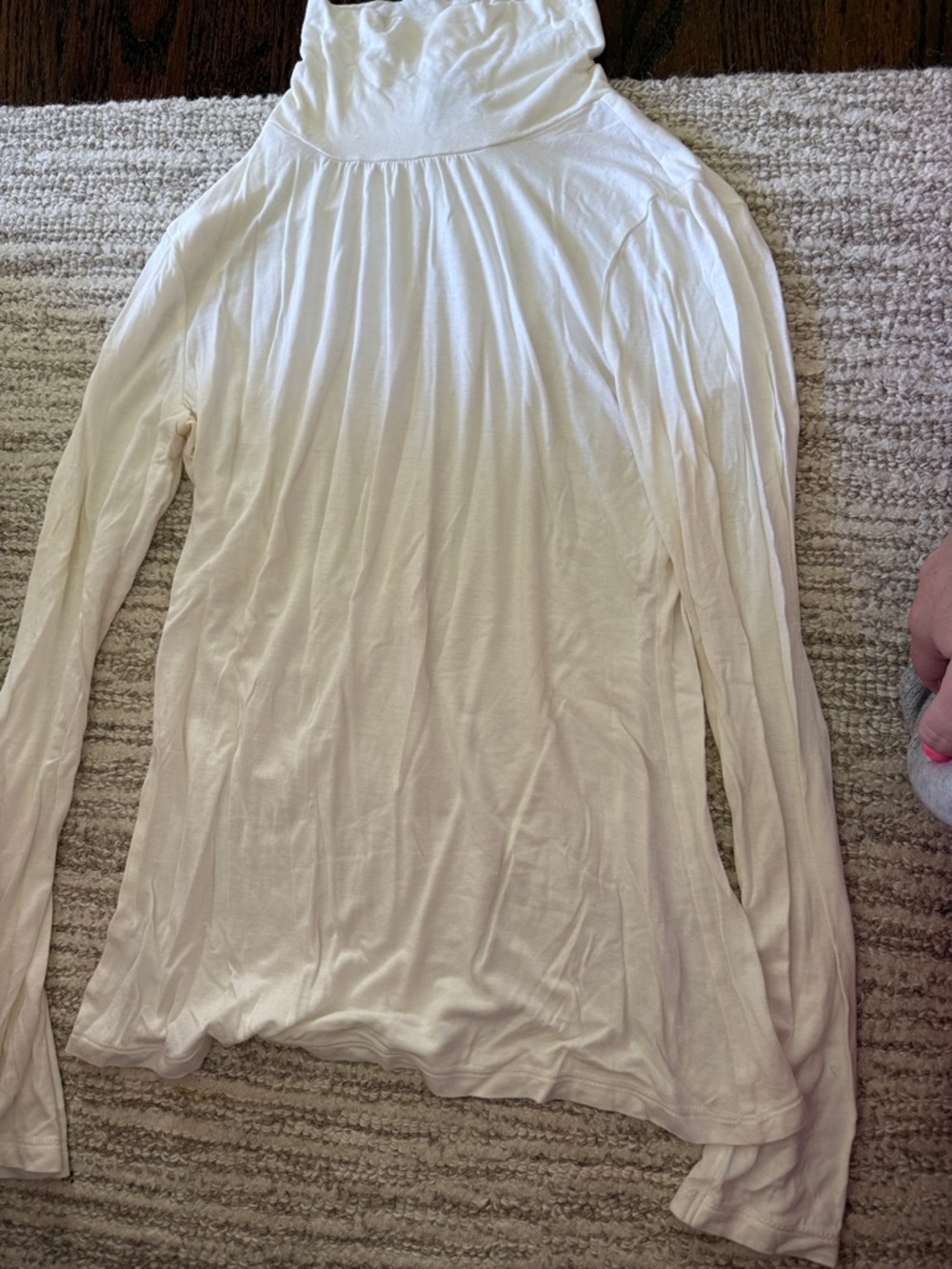 Ann Taylor Cream Long-Sleeve Turtleneck Top